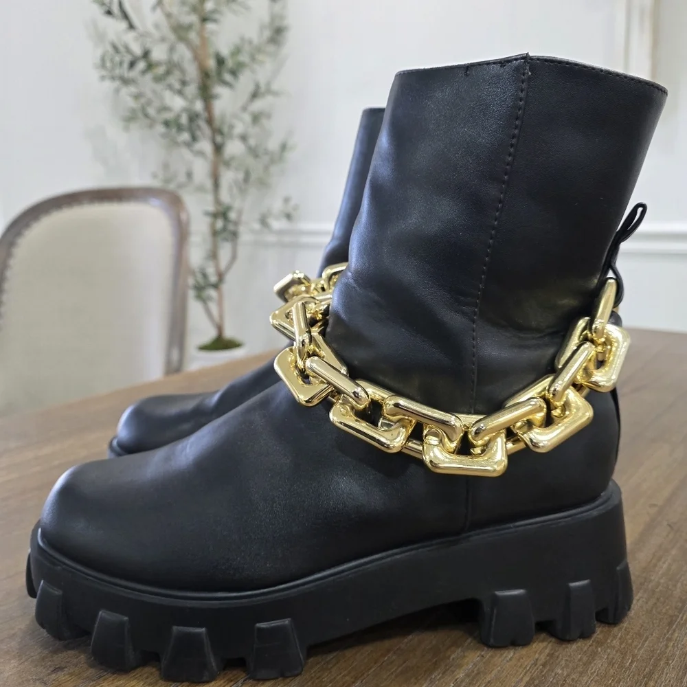Fashion Nova Nights Like This Chain Booties Black Size 11